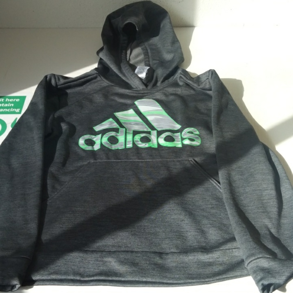 Adidas hoodie, XL, Grey/green